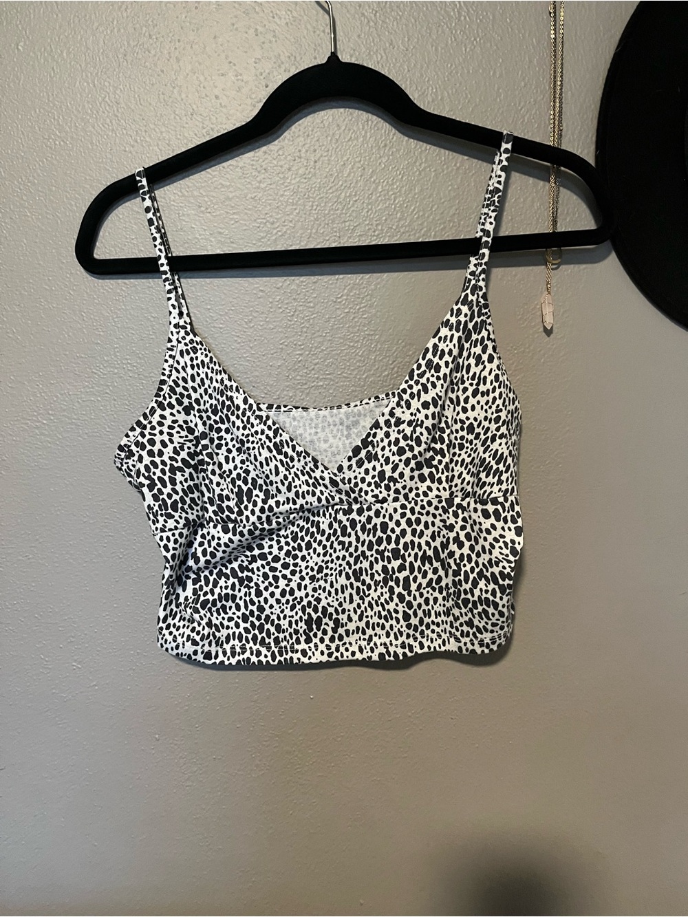 Black and White Spotted Cami Crop Top